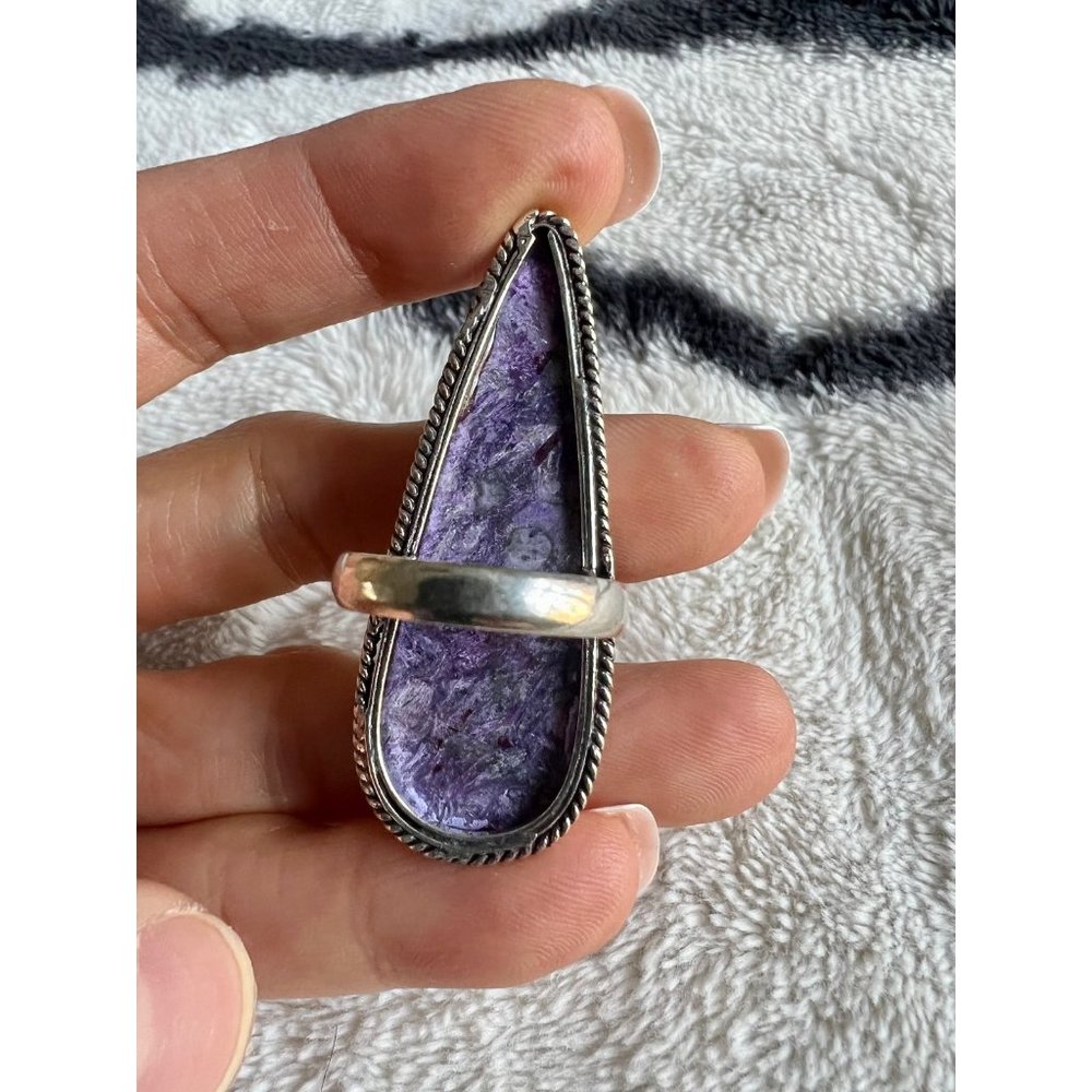 925 Huge Transformation Charoite Ring 7 - Picture 6 of 7
